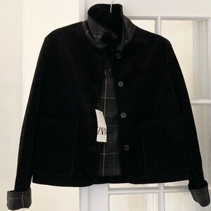 Zara Velvet Corduroy Contrast Plaid Lined Jacket